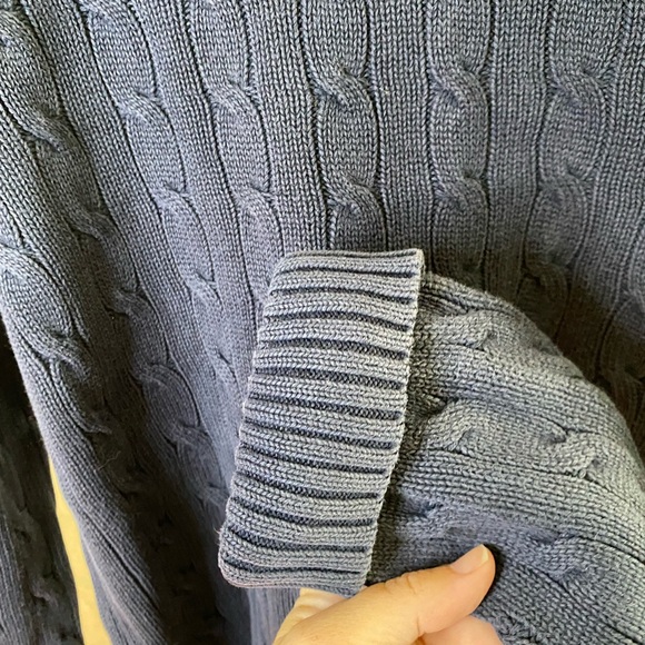 Tommy Hilfiger y2k women’s cable knit sweater v-neck pullover navy Large - Picture 6 of 7